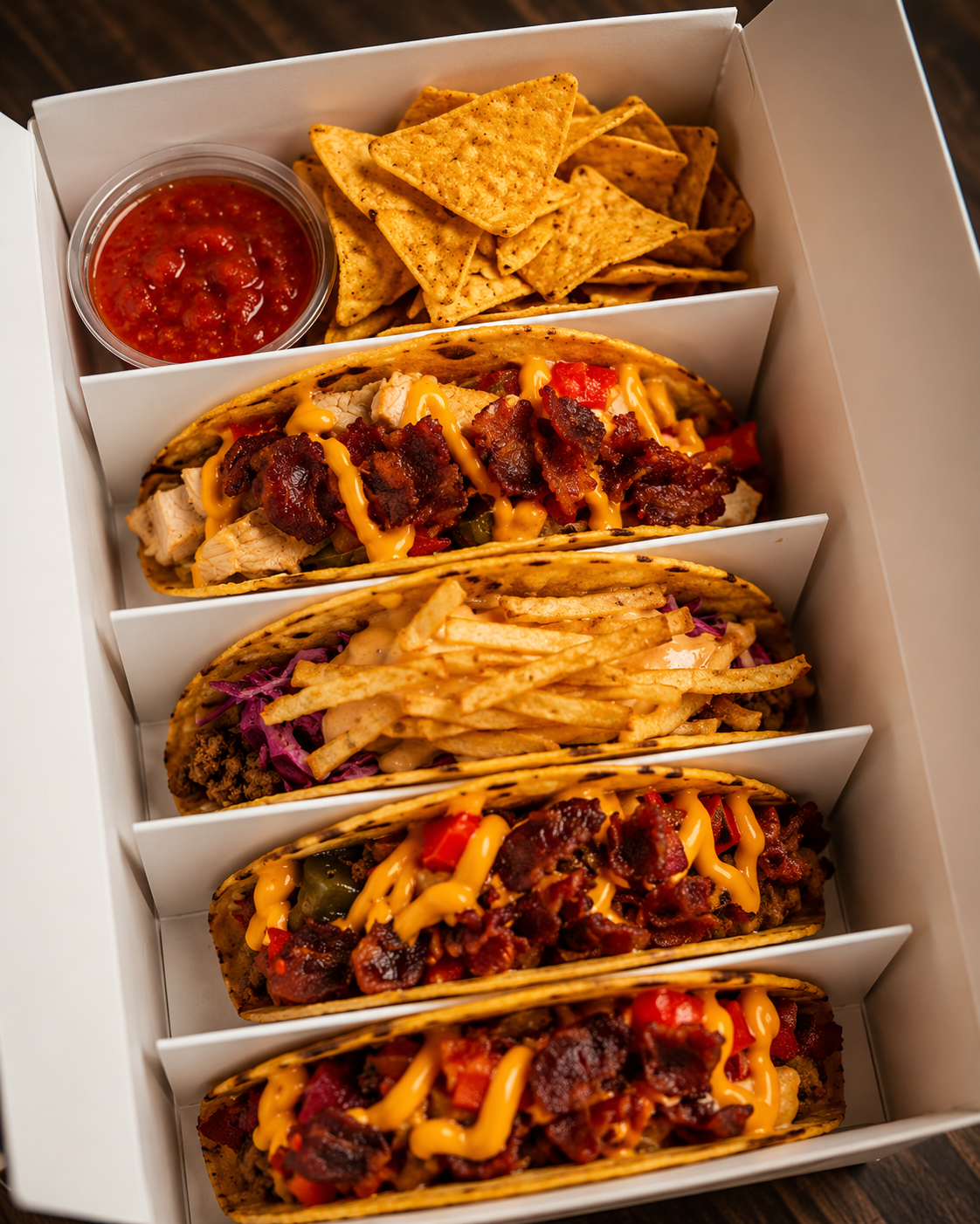 Box 3 Tacos + Nachos + Salsa